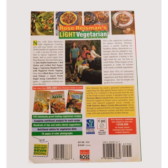 Rose Reisman LIGHT Vegetarian Cooking 1998 Cookbook Recipes Trade PB - Picture 2 of 8